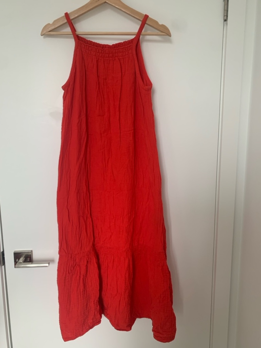 H&M Cotton Red Sleeveless Maxi Dress